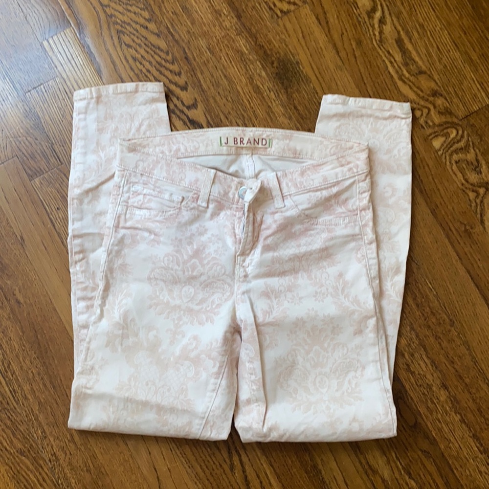 J Brand Floral Print Skinny Jeans Pink Pattern